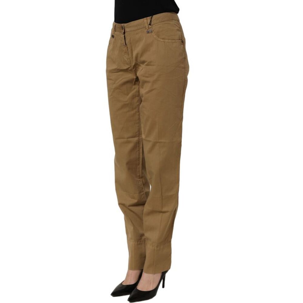 PLEIN SUD Brown Straight Cotton Stretch Chino Women's Pants